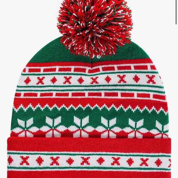 Fair isle womens beanie hat with pom pom - Picture 1 of 3